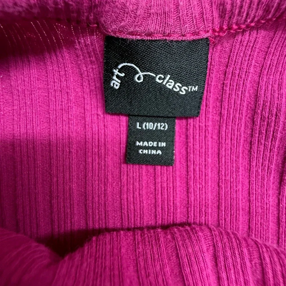 Art Class Girls Rib Knit Tank Dress Pink Button Front Sleeveless Size L 10/12